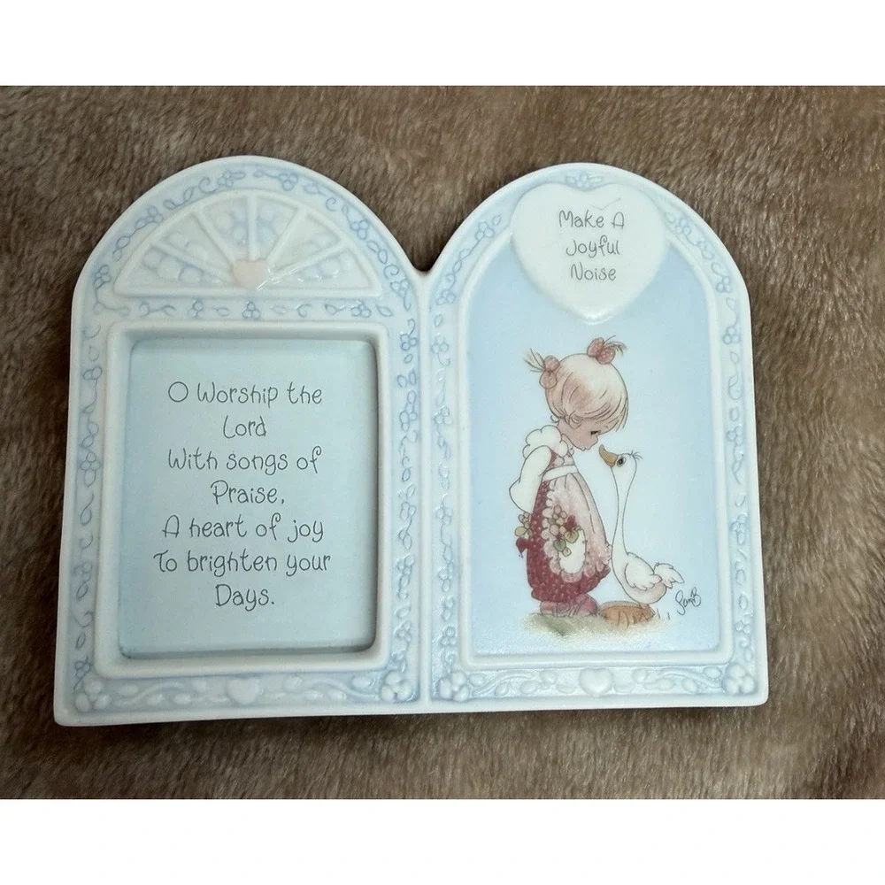 Vintage Enesco 1998 Precious Moments Double Frame Made a Joyful Noise Porcelain